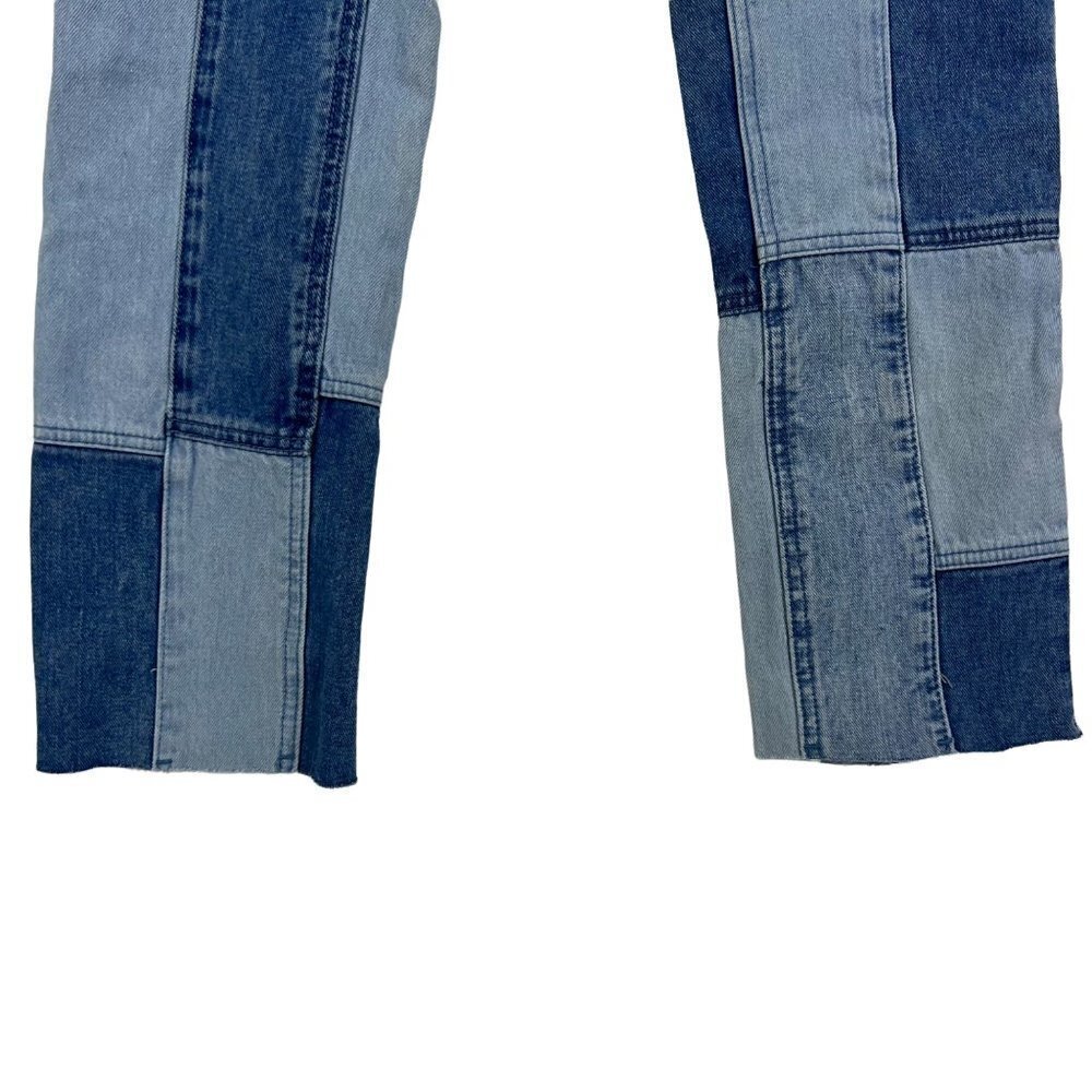 Missguided Patchwork Straight Leg Blue Jeans Deni… - image 6